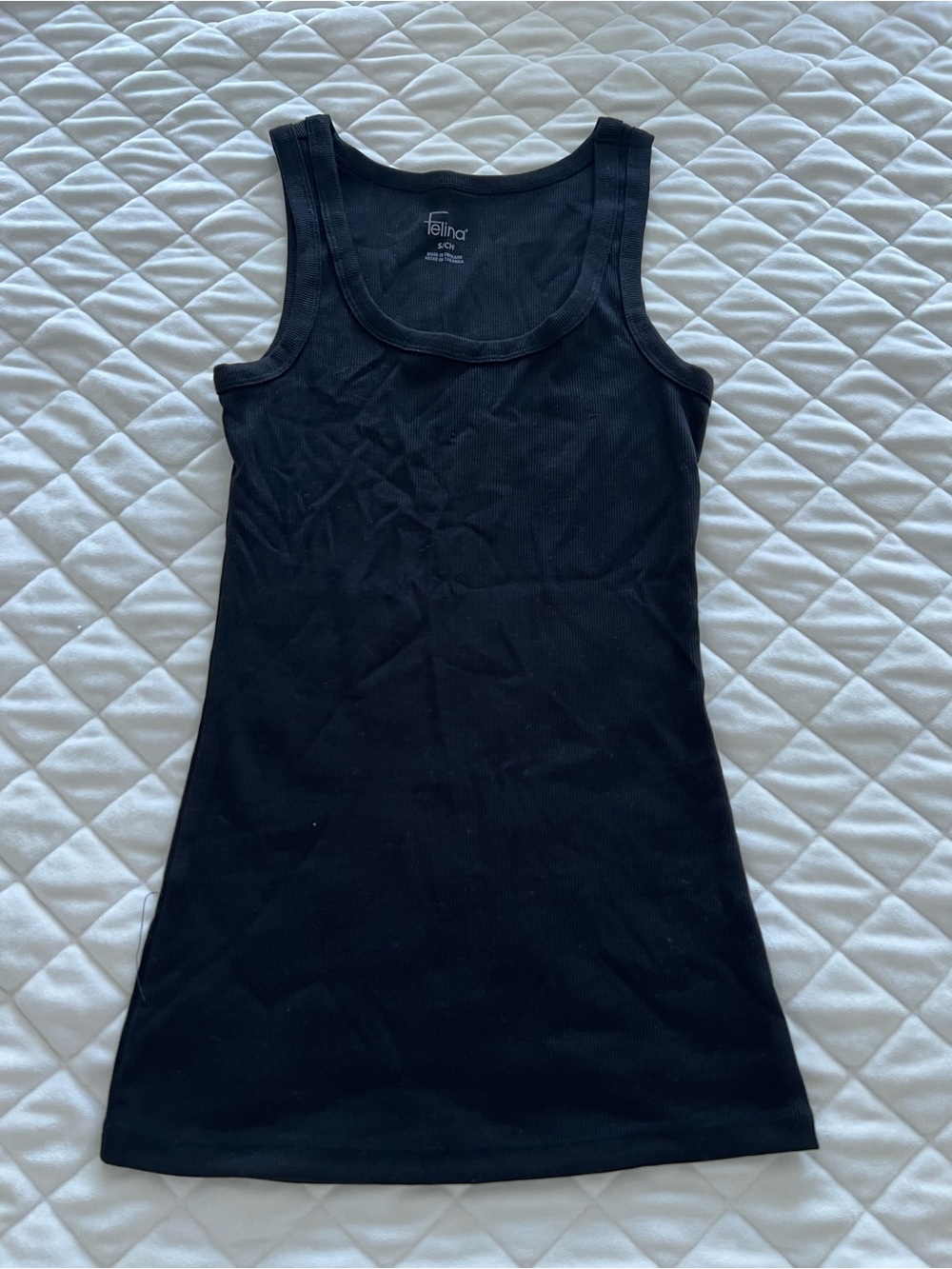 Felina Black Ribbed Tank - Slim Scoop Neck